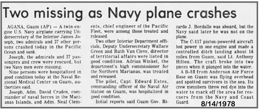 US Navy C-117 Crash at Guam - 1978